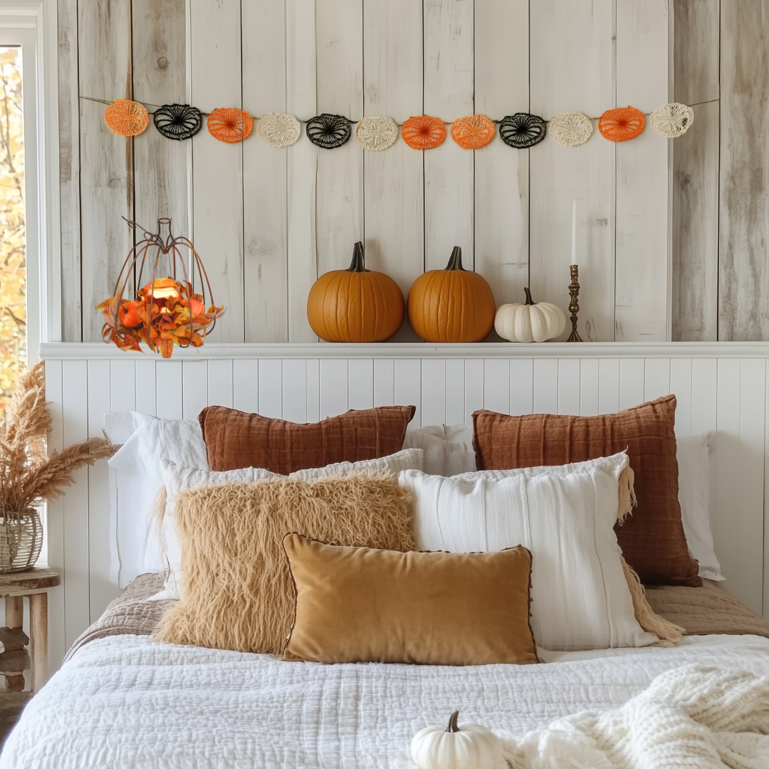 Harvest Metal Pumpkin with Orange Leaves and LED Candle