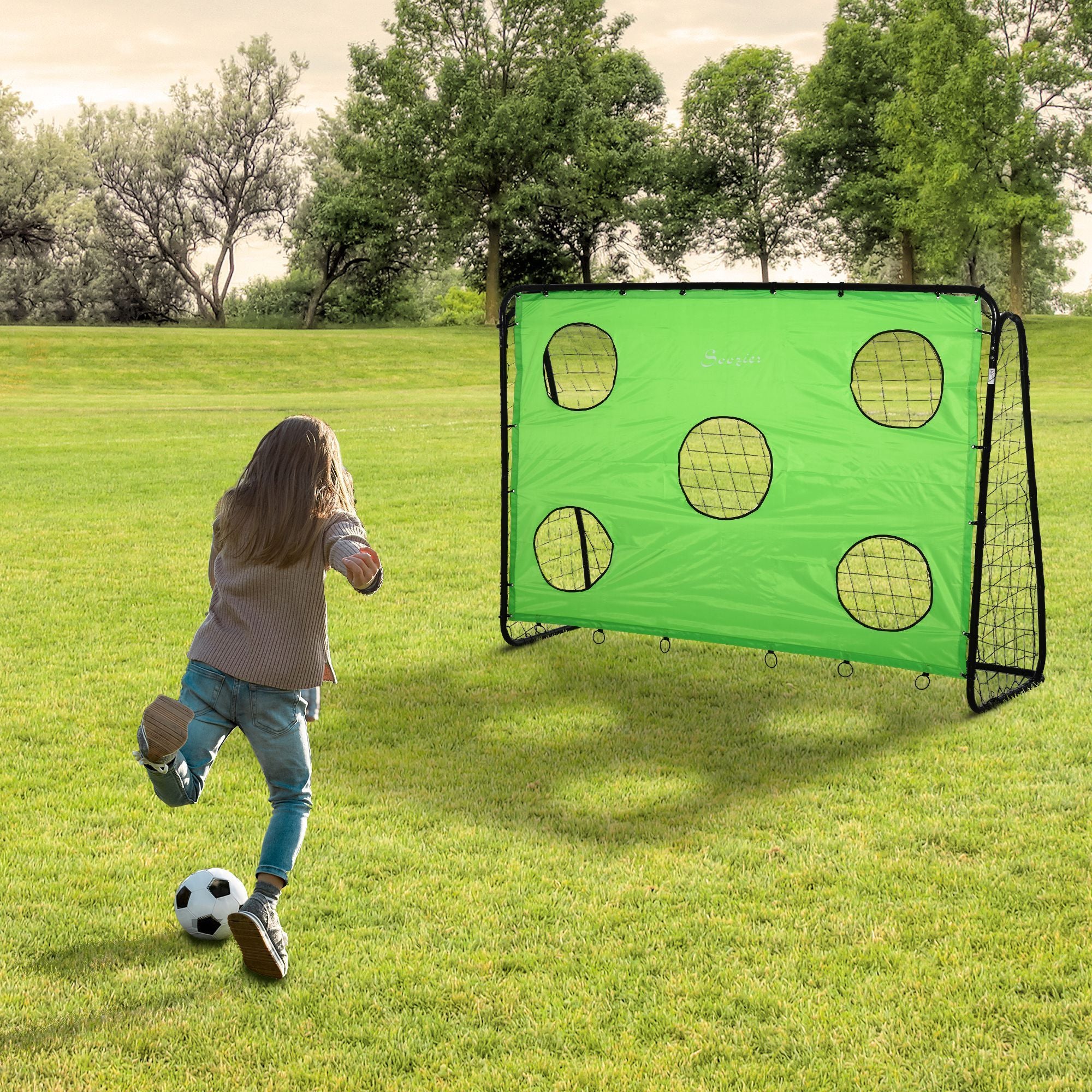 Soccer Goal Target Goal 2 in 1 Design Indoor/Outdoor Backyard with All Weather Polyester Net -8 x 3ft