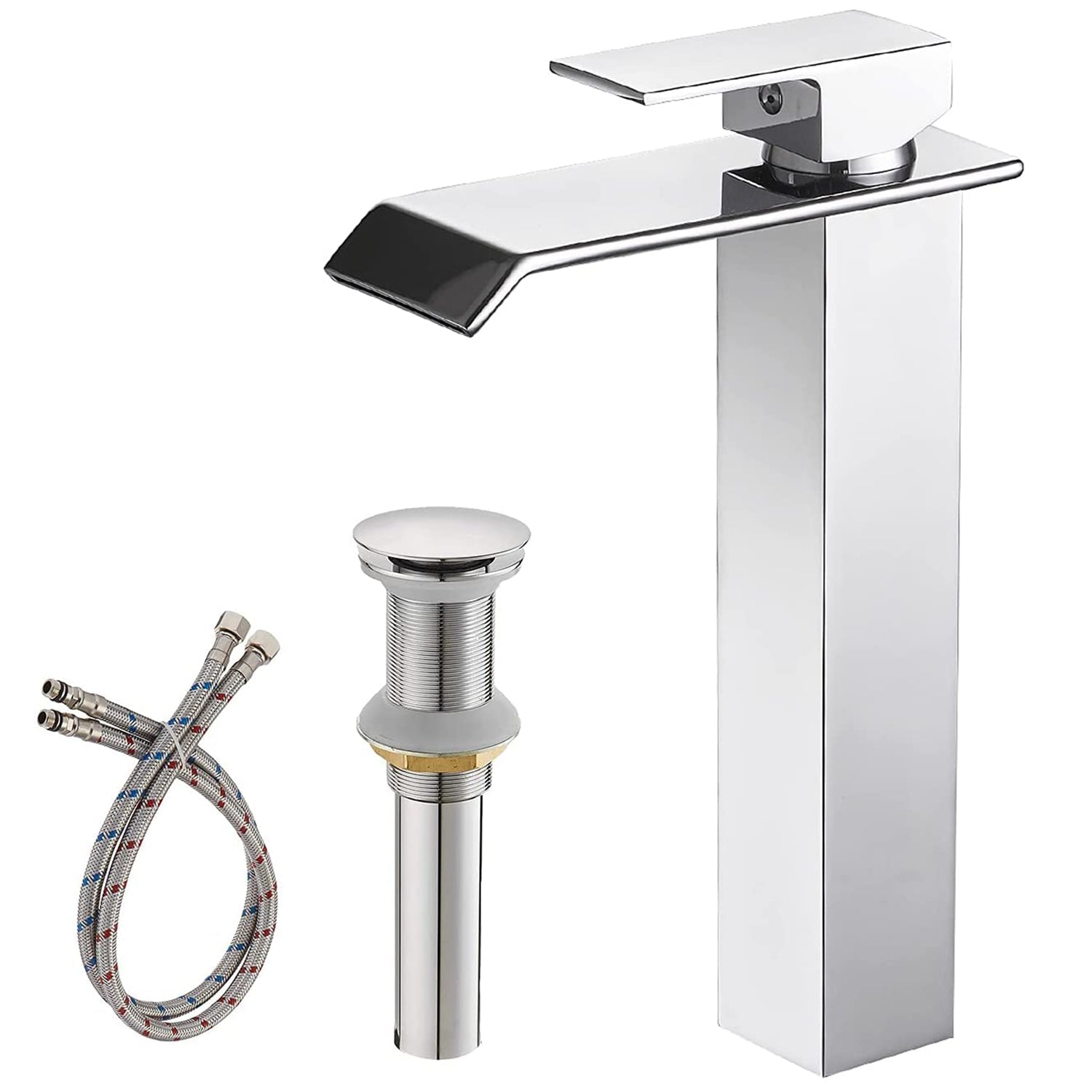 Waterfall Single Hole 1-Handle Bathroom Sink Faucet Chrome