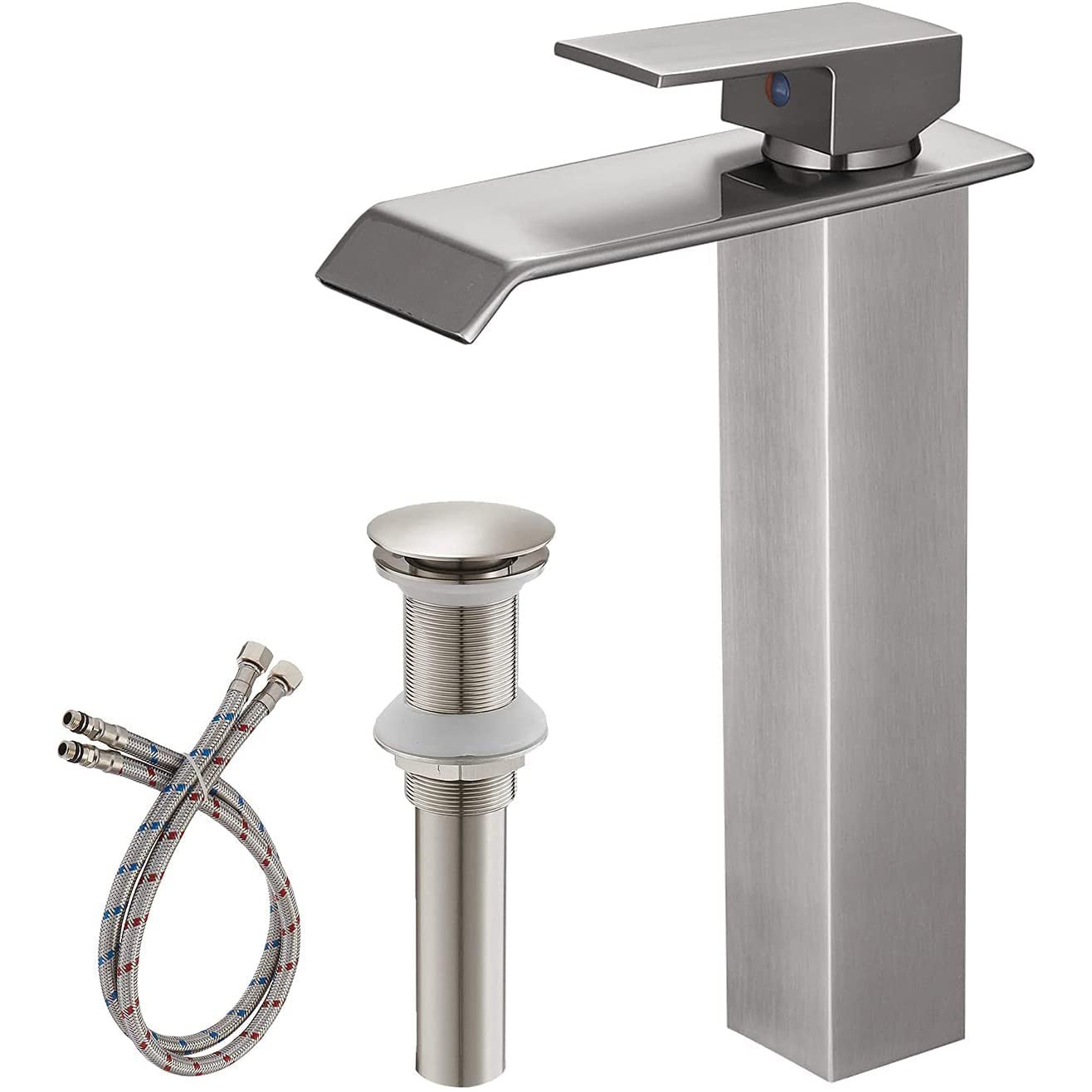 Waterfall Single Hole Bathroom Sink Faucet Brushed Nickel