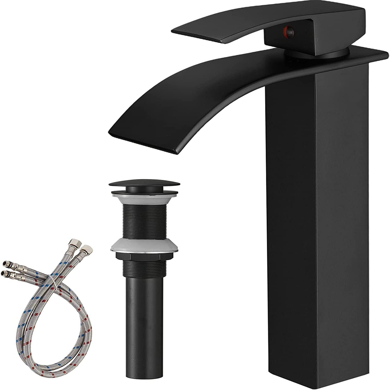 Waterfall Single Hole Single Handle Bathroom Faucet Black