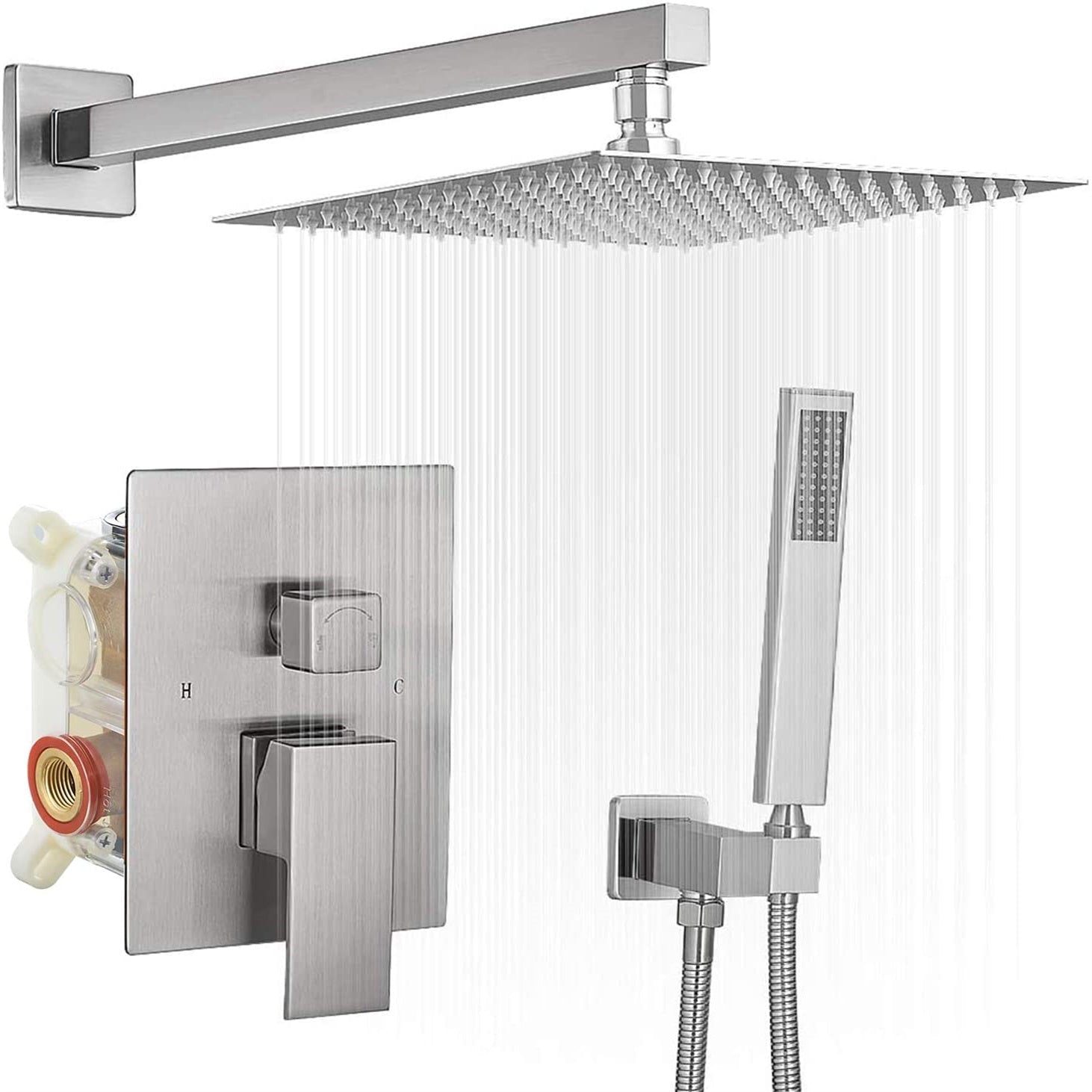 2-1 function Wall Mounted Shower Kit Brushed Nickel