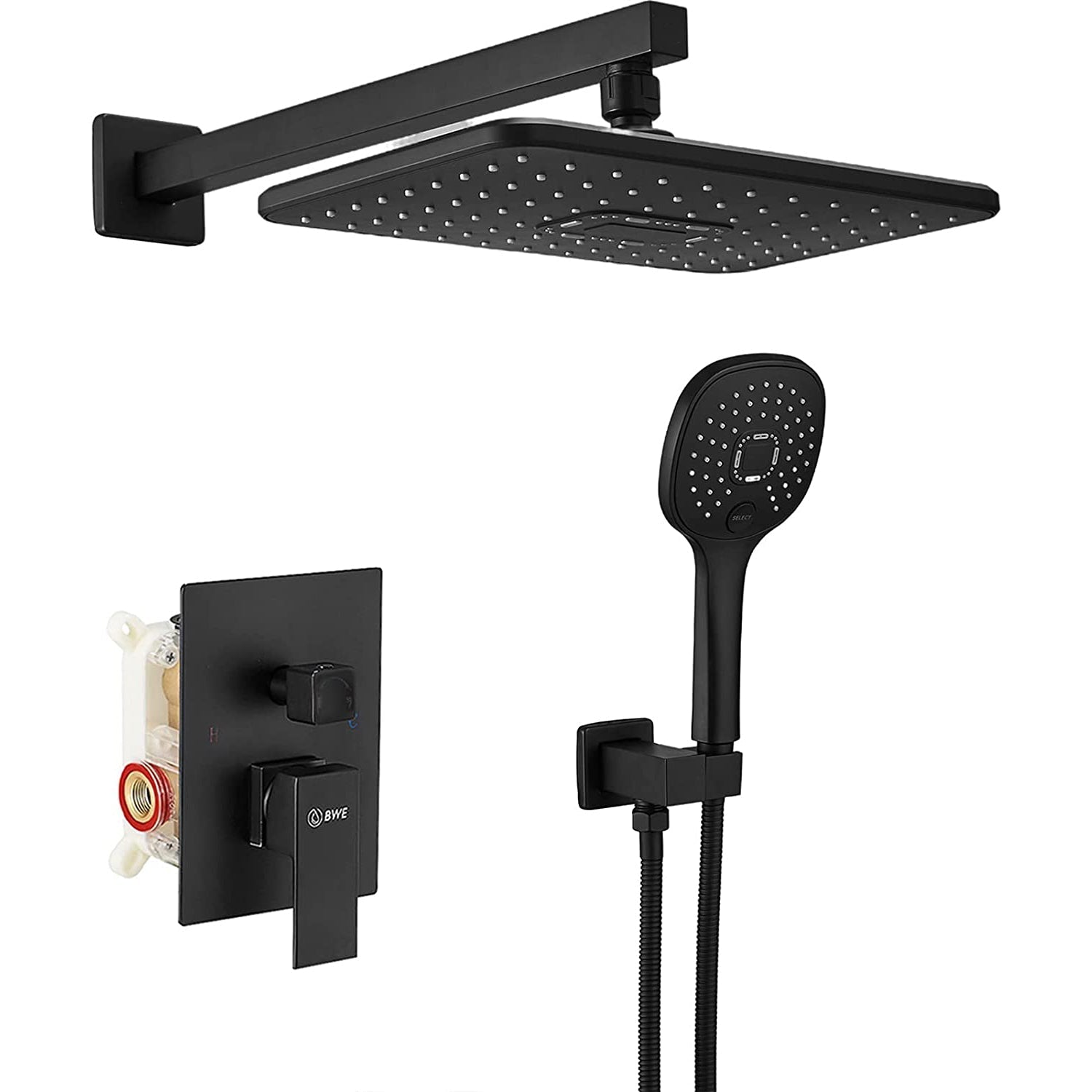 2-1 function Wall Mounted Shower Kit Matte Black