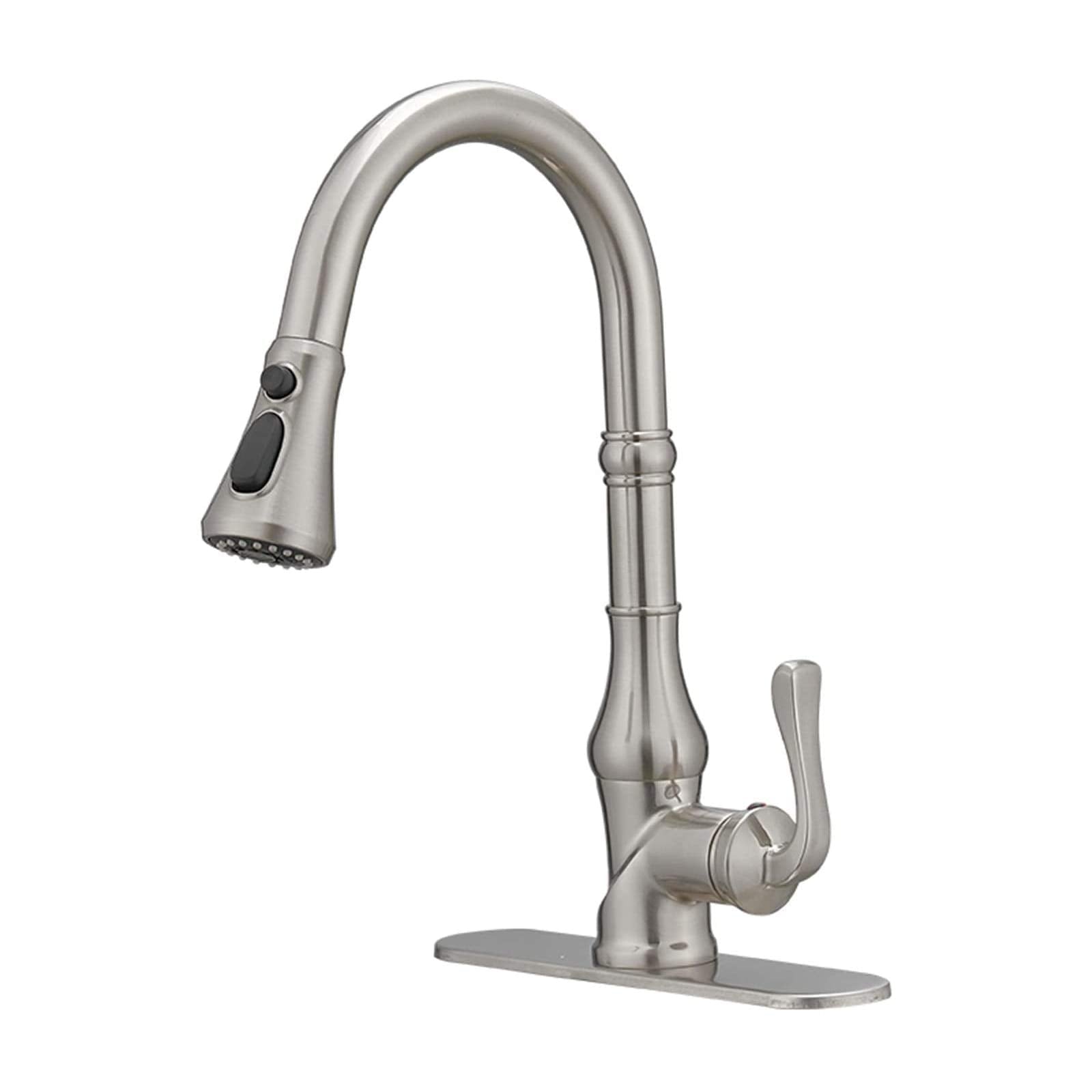 Pull-Down 3 Sprayers Kitchen Faucet Brushed Nickel