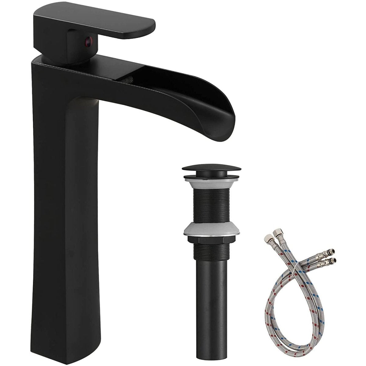 Waterfall Single Hole Bathroom Faucet Matte Black