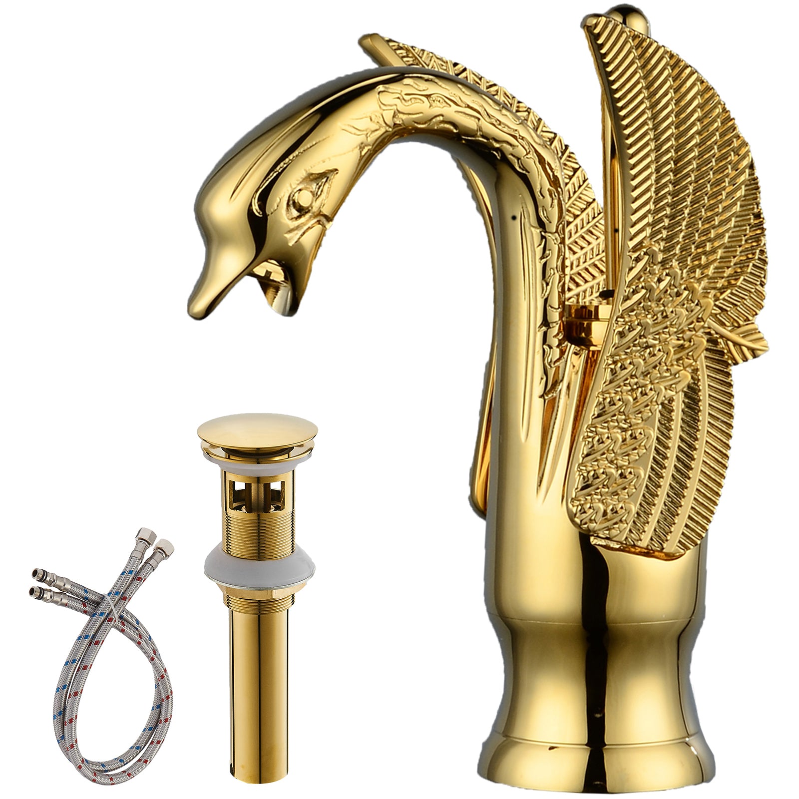 Swan Single Hole 1-Handle Bathroom Sink Faucet Gold