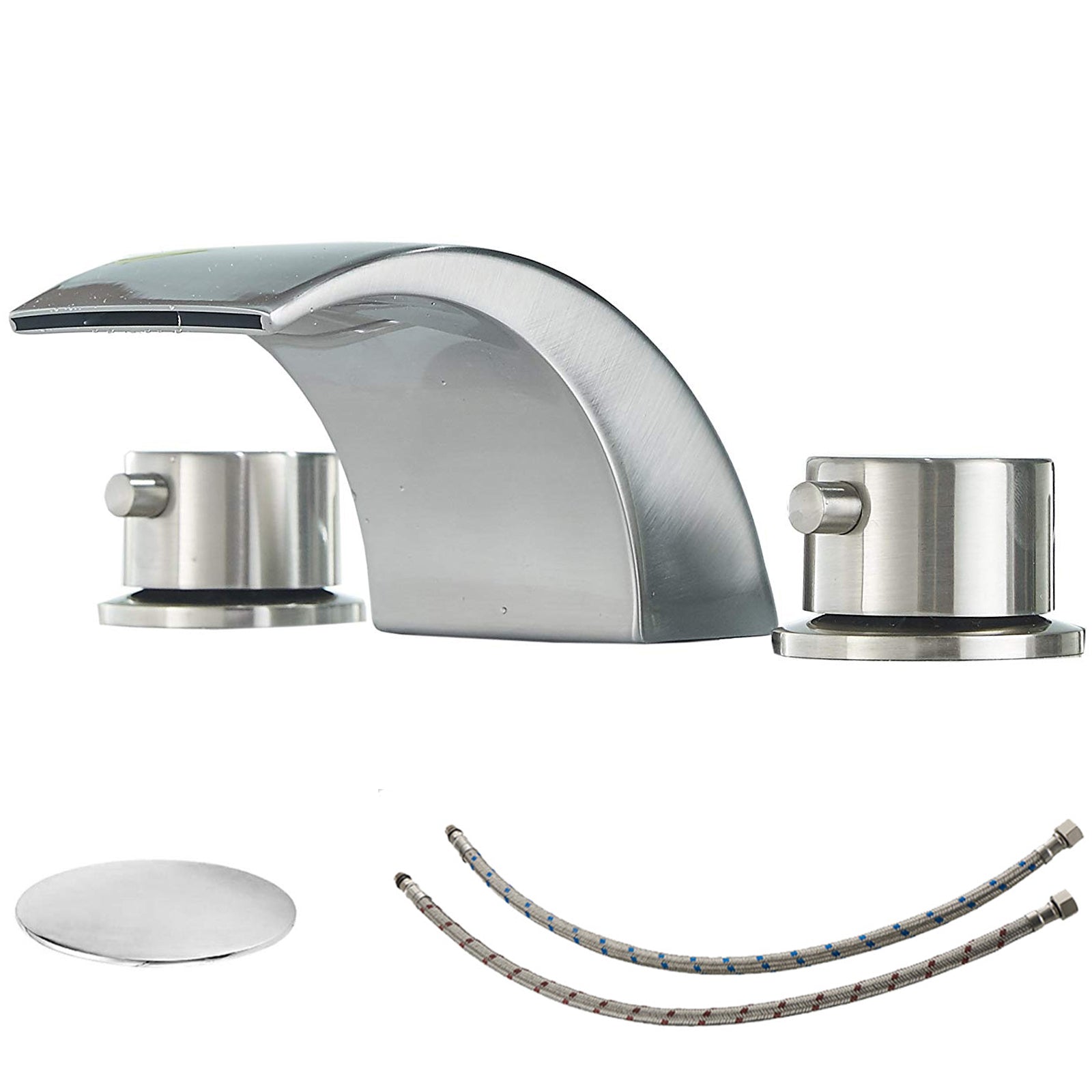 8 in 2-Handle Bathroom Faucet With Led Light Brushed Nickel