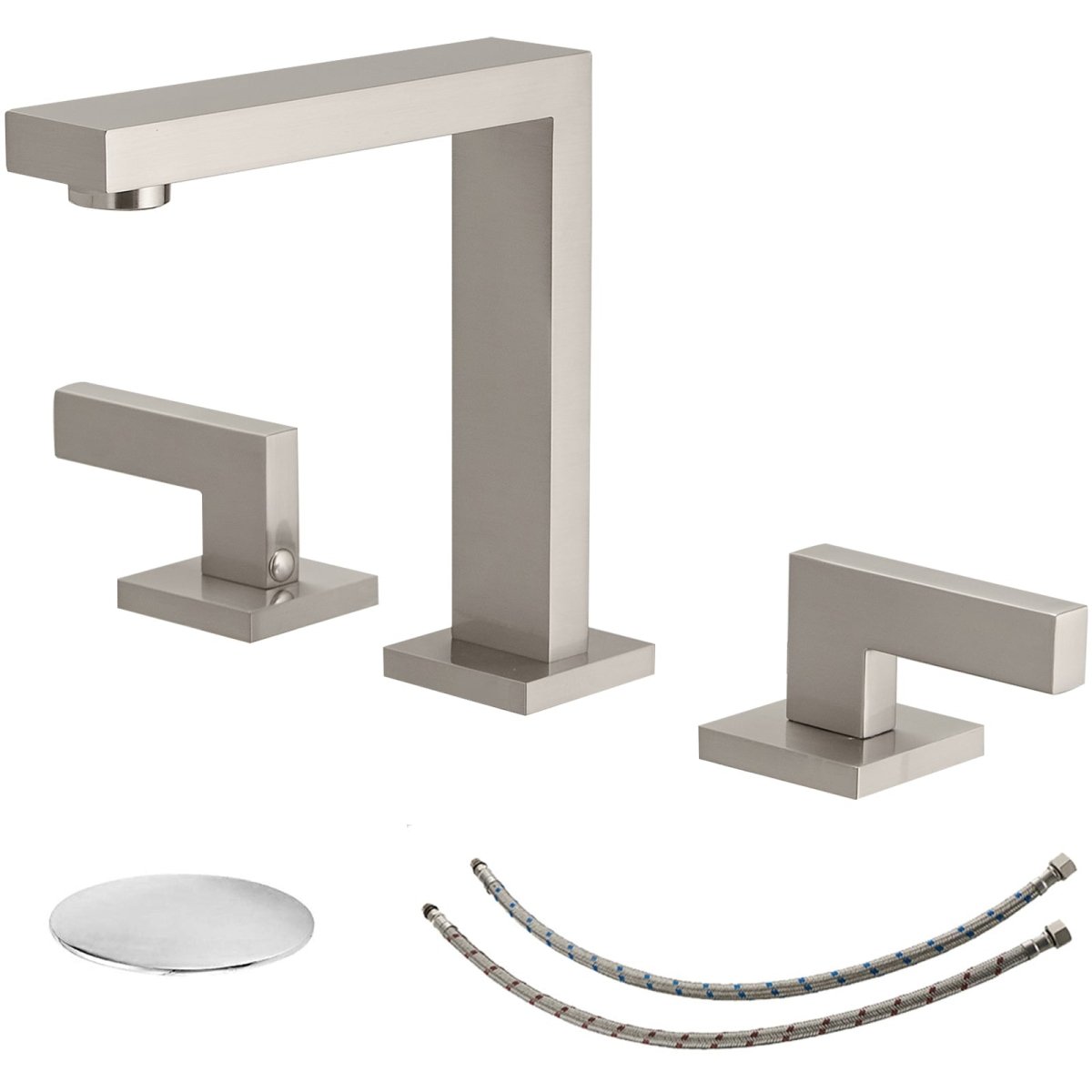 8 in 2 Handle Bathroom Faucet with Drain Brushed Nickel