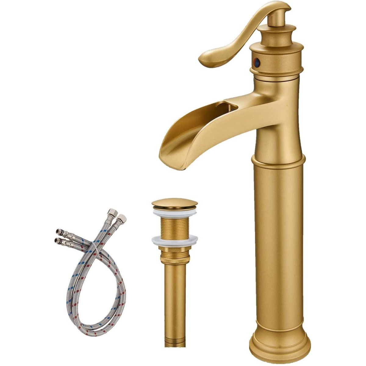 Waterfall Single Hole Single-Handle Bathroom Faucet Gold