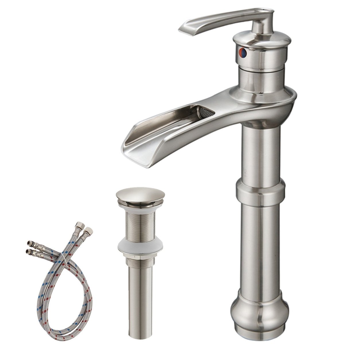 Waterfall Single Hole 1-Handle Bathroom Faucet Nickel