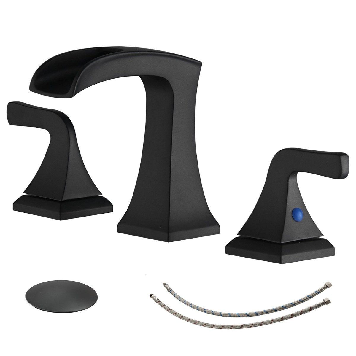 8 in 2-Handle Waterfall Bathroom Sink Faucet in Matte Black