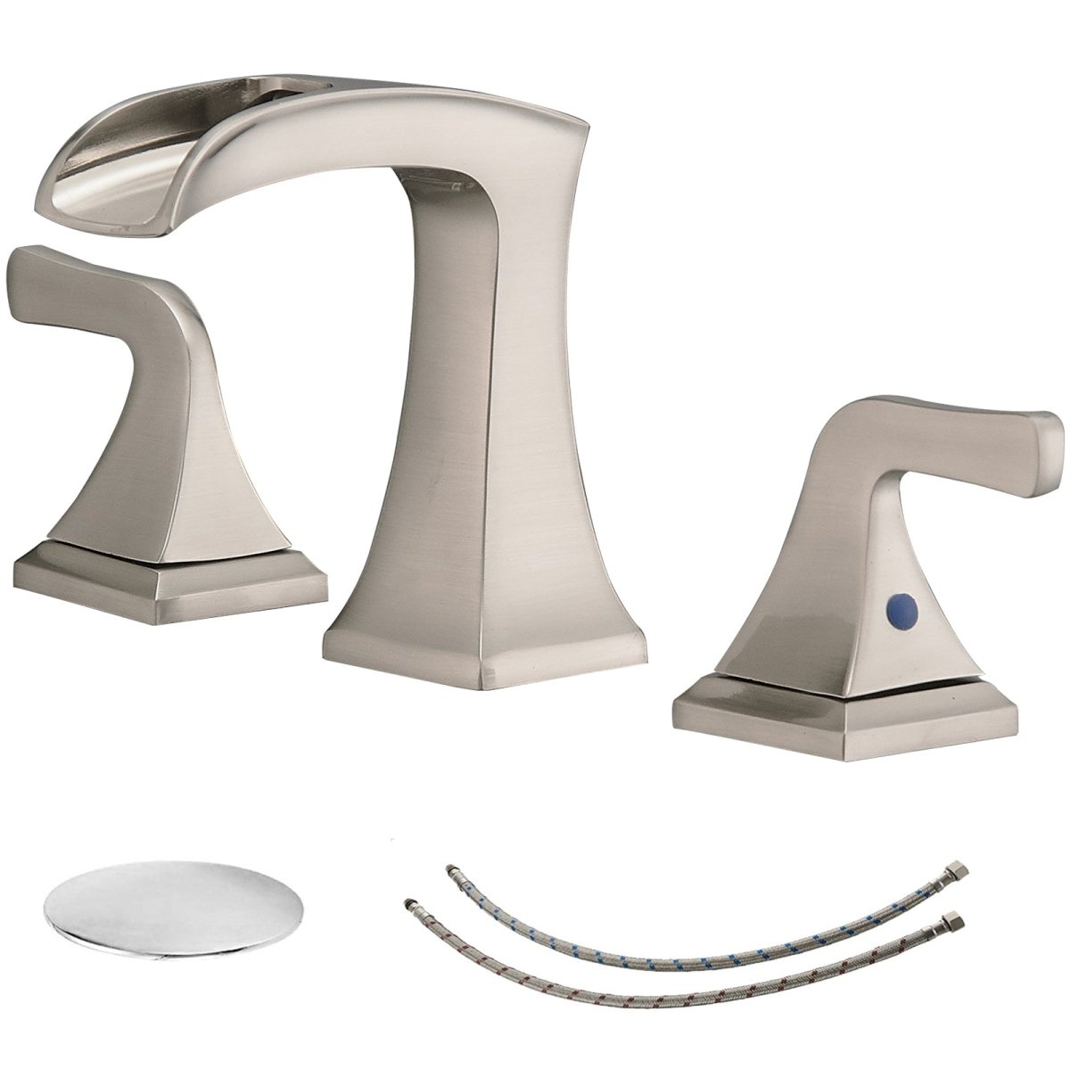 8 in 2-Handle Waterfall Bathroom Sink Faucet Brushed Nickel