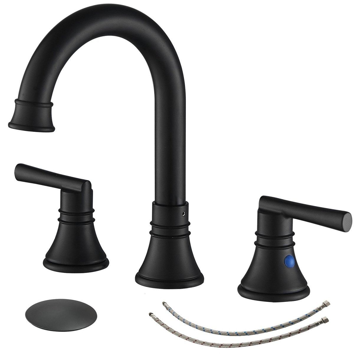 J-Spout 8 in 2-Handle Bathroom Sink Faucet in Matte Black