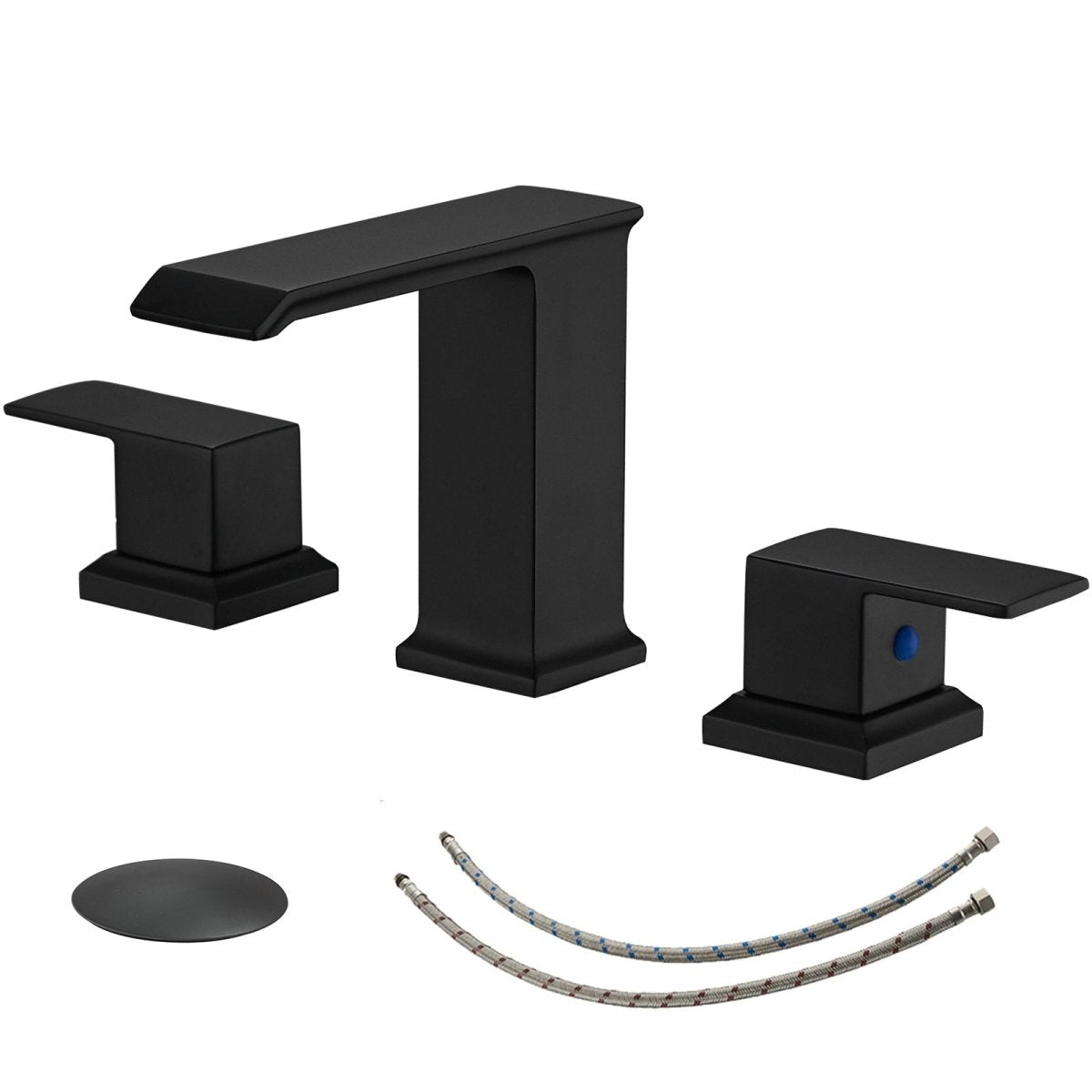 8 in Double Handle Bathroom Faucet with Drain Matte Black