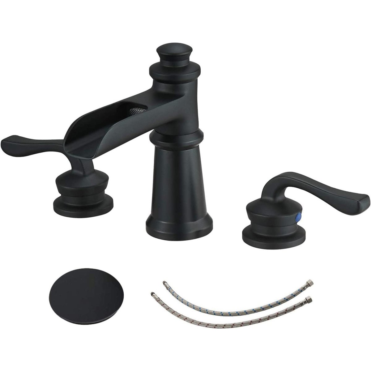 8 in Waterfall 2-Handle Bathroom Faucet Black