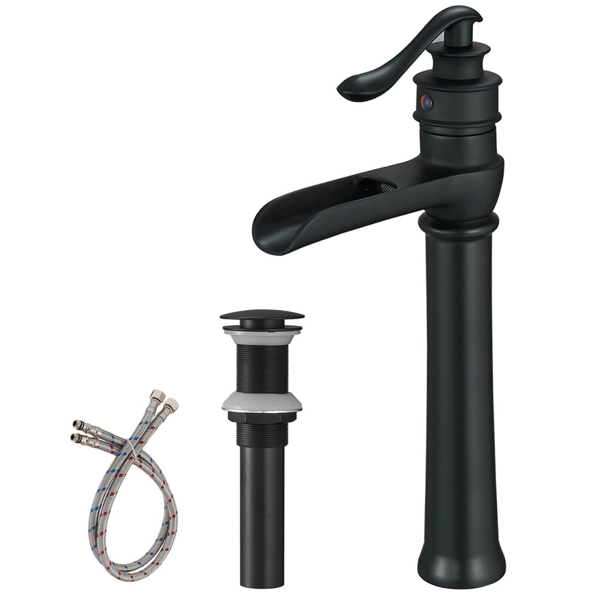 Waterfall Single Hole Single-Handle Vessel Sink Faucet Black