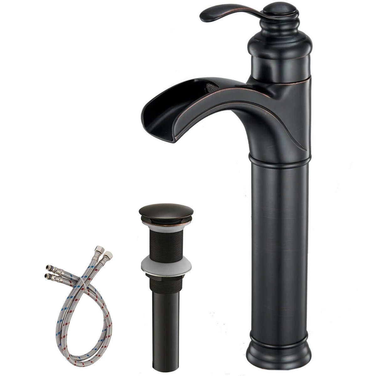 Waterfall Single Hole Bathroom Faucet with Oil Rubbed Bronze