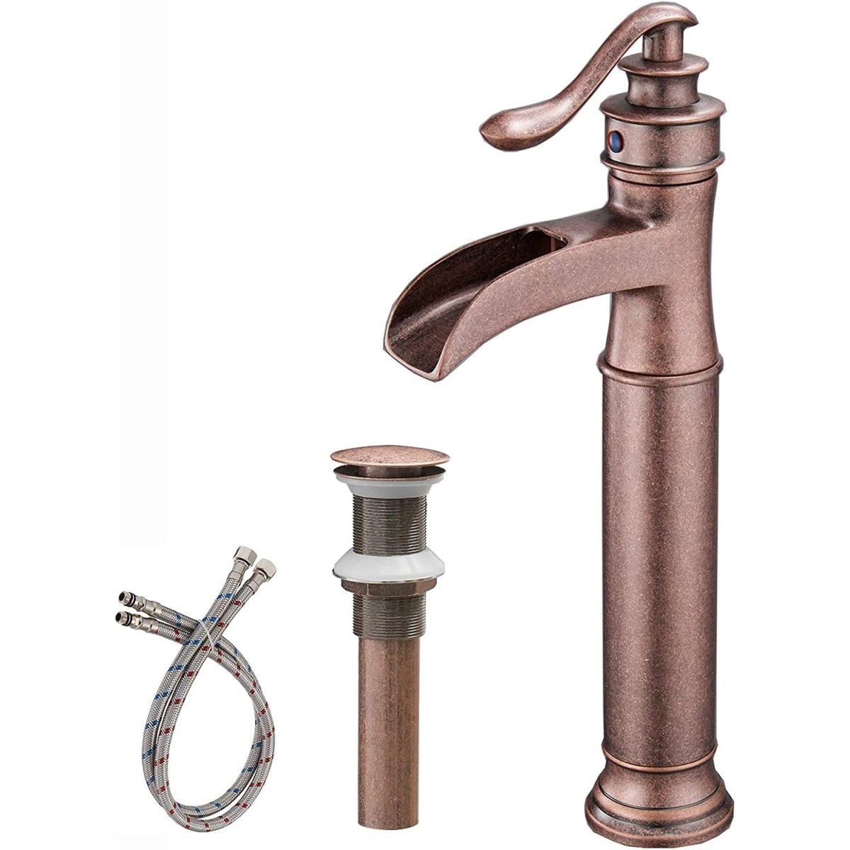 Waterfall Single Hole 1-Handle Bathroom Faucet Copper