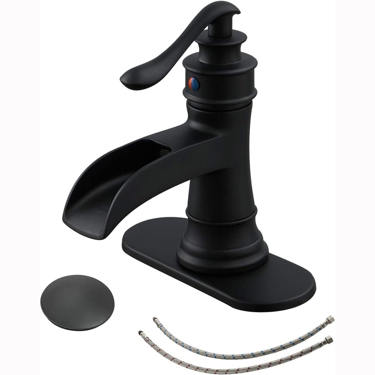 Waterfall Single Hole 1-Handle Bathroom Faucet Black