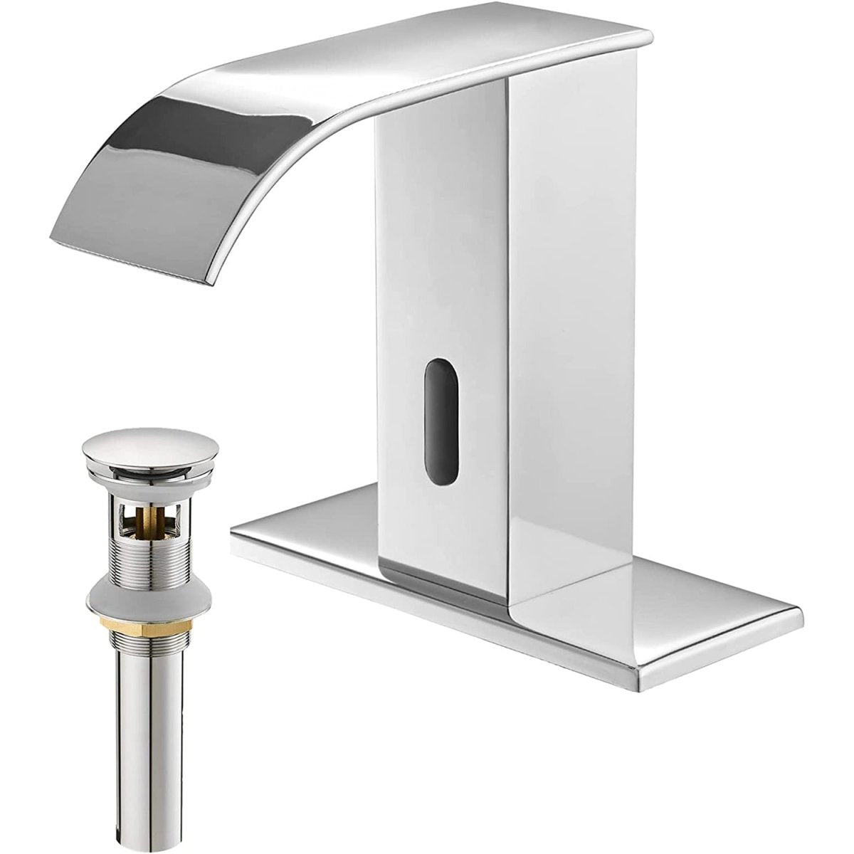 Touchless Single Hole Bathroom Faucet with Drain Chrome