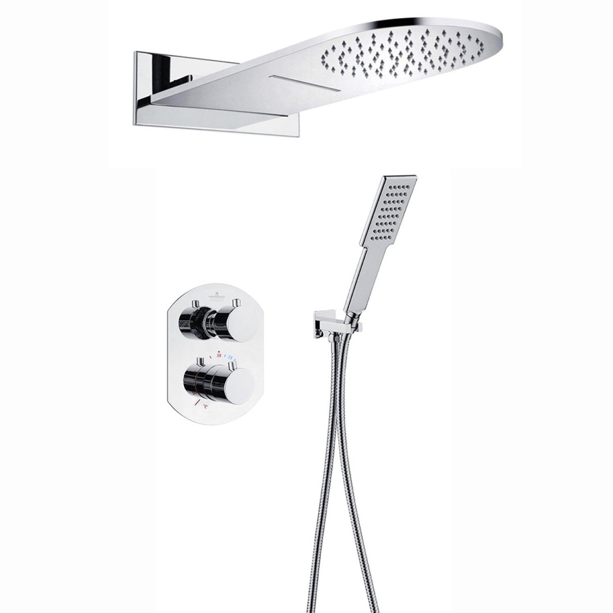 2-Handle 3-Spray High Pressure Shower Faucet Polished Chrome