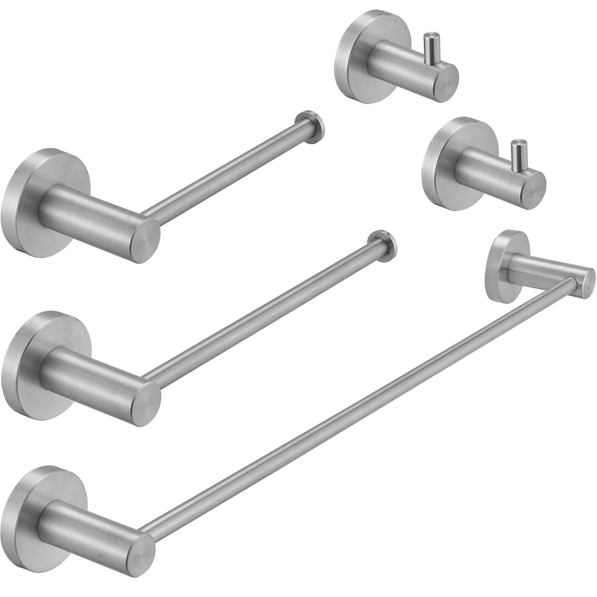 5 PCS Towel Bar Towel Hook Paper Holder Set Brushed Nickel