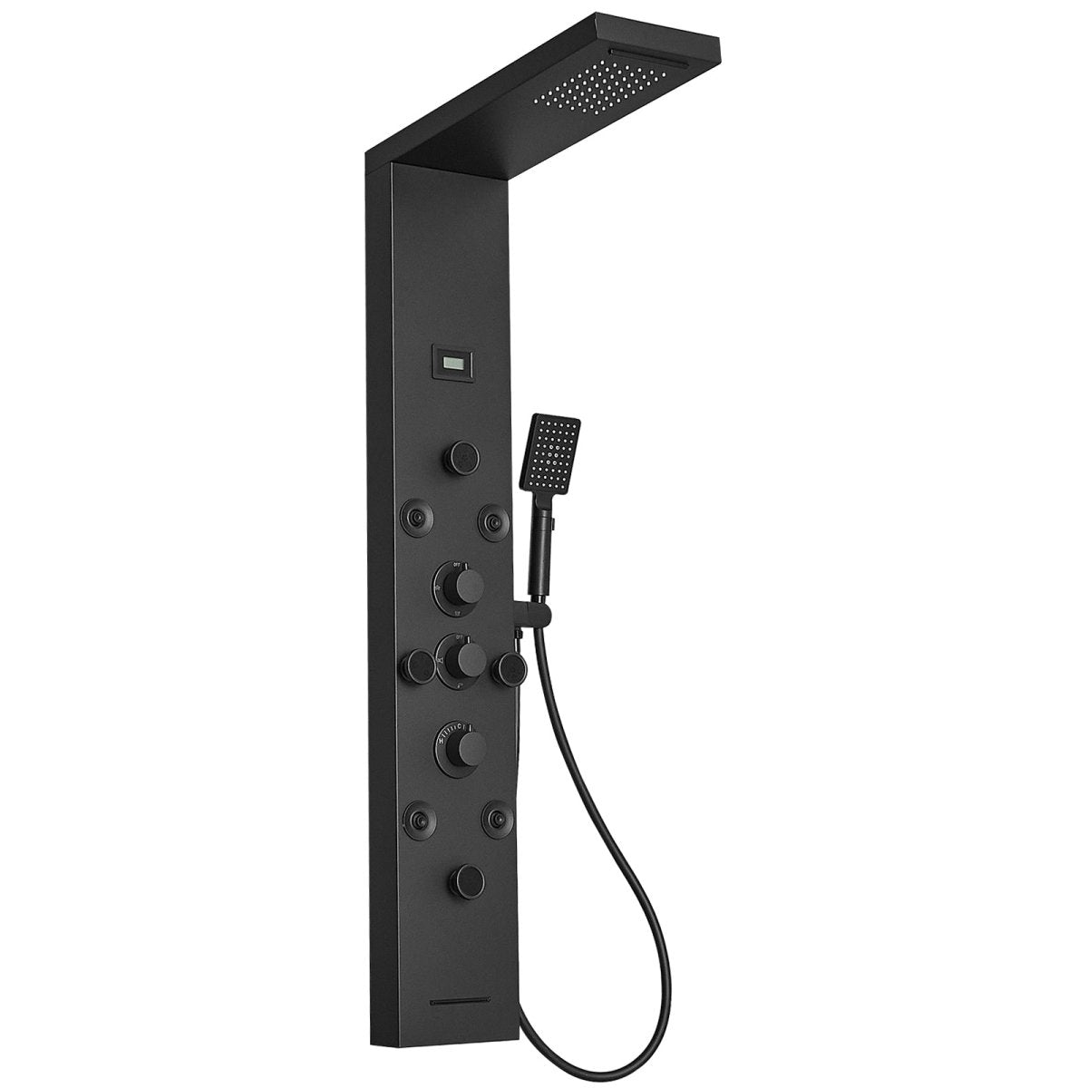 8-Jet Rainfall Shower Panel System in Stainless Steel Black