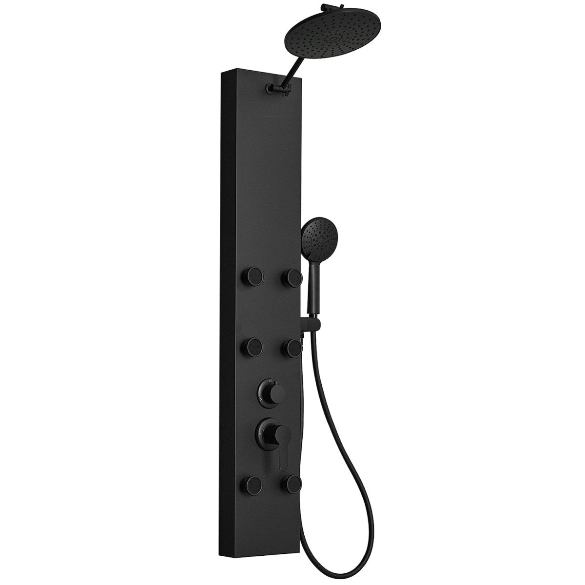 6-Jet Stainless Steel Rainfall Shower Panel System Black