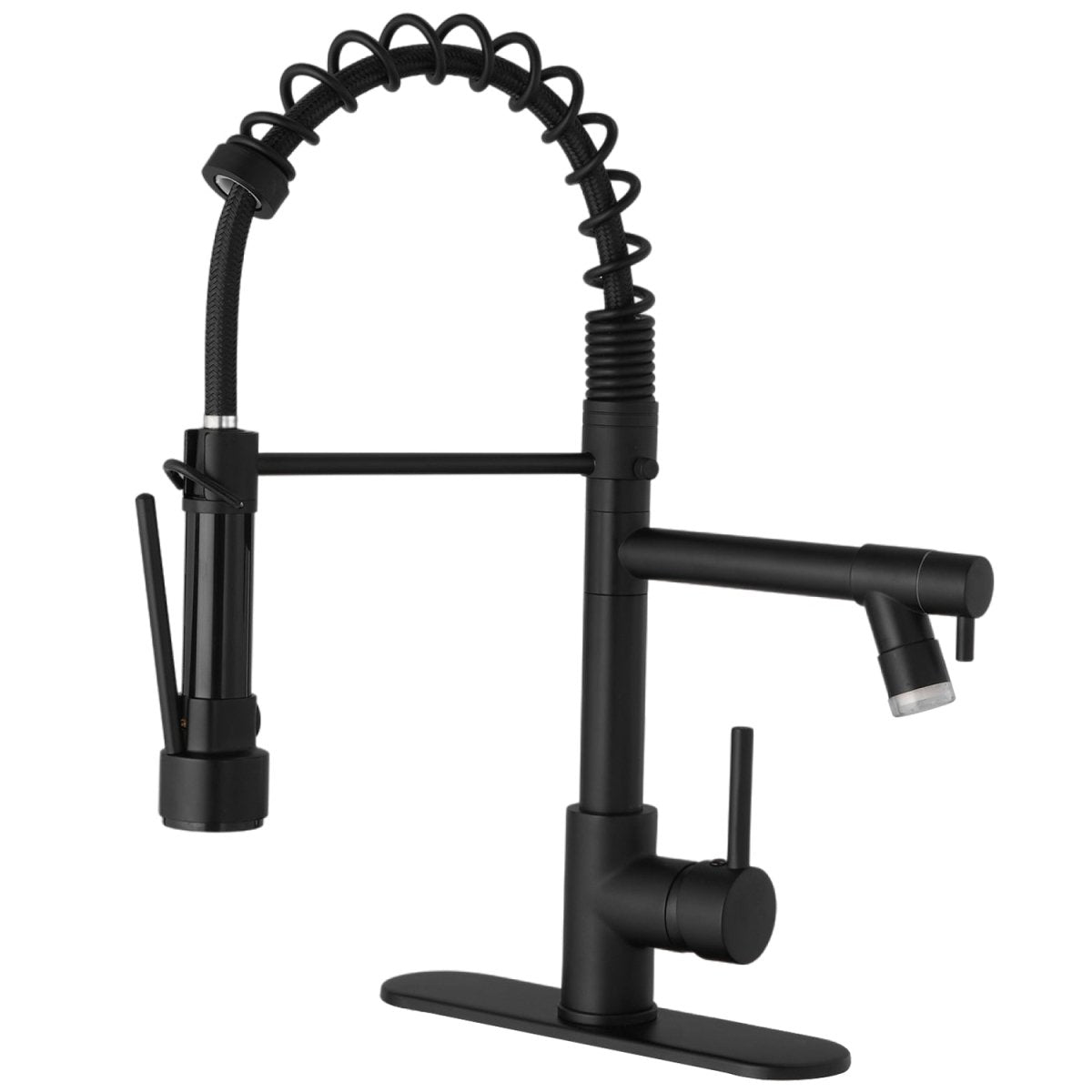 Touch On Deck Mount Pull Down Sprayer Kitchen Faucet Black