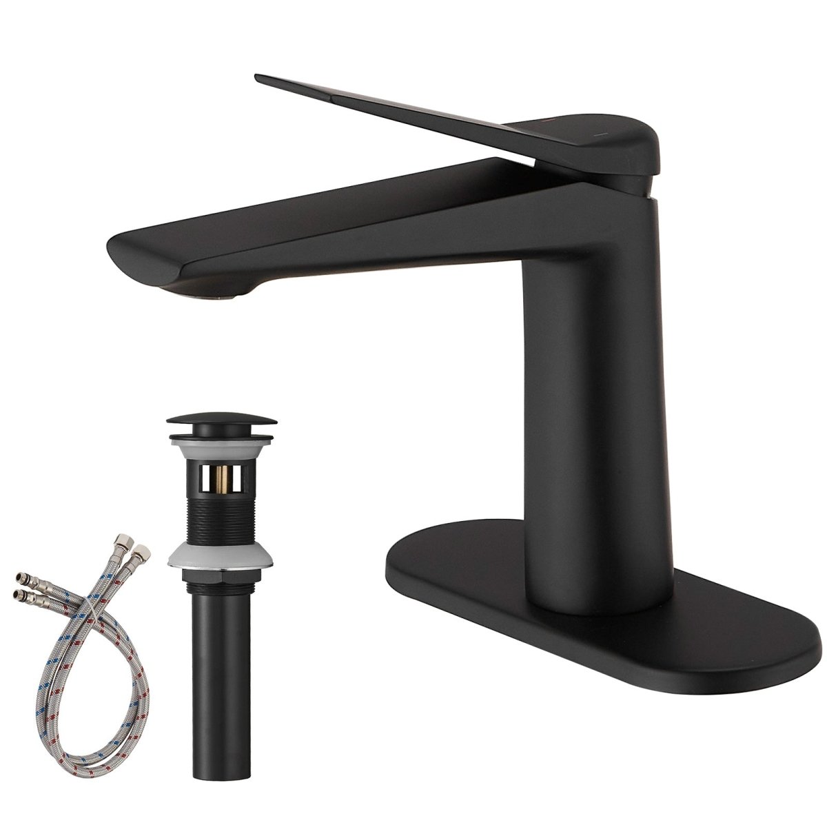 Single Handle Bathroom Sink Faucet with Pop Up Drain Black