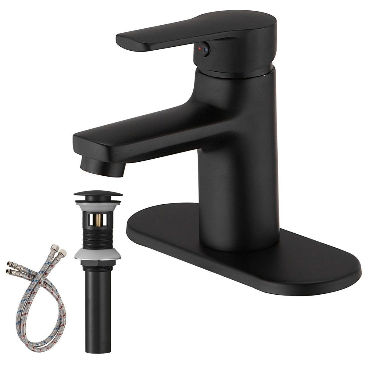 Vanity Bathroom Sink Faucet with Pop Up Drain Matte Black