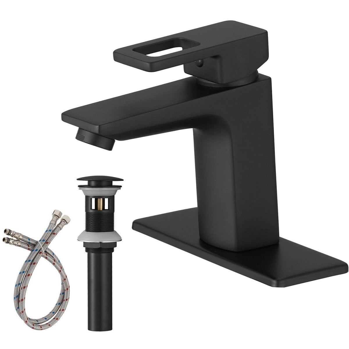 1 Hole Modern Solid Brass 1 Handle Bathroom Faucet Black