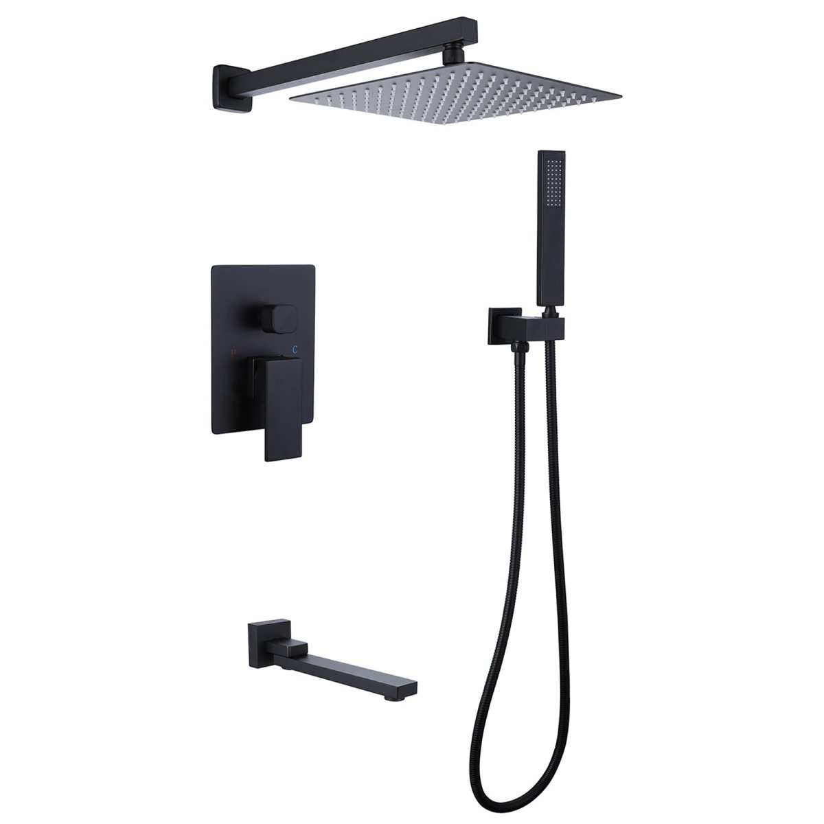 3-Spray High Pressure Tub and Shower Faucet Matte Black