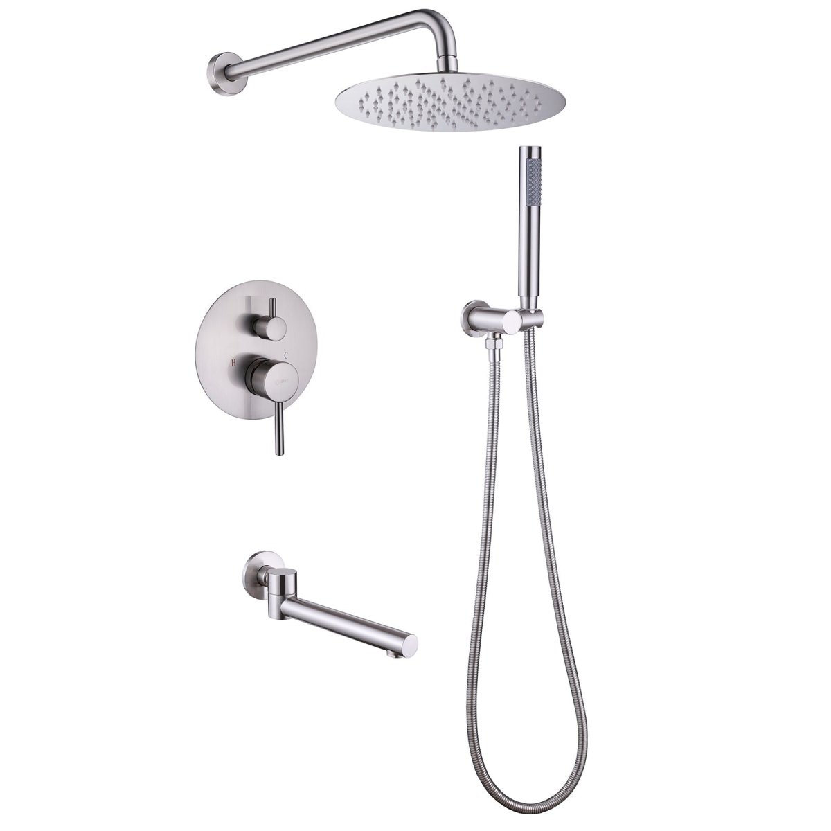 3-Spray Round Tub and Shower Faucet Brushed Nickel