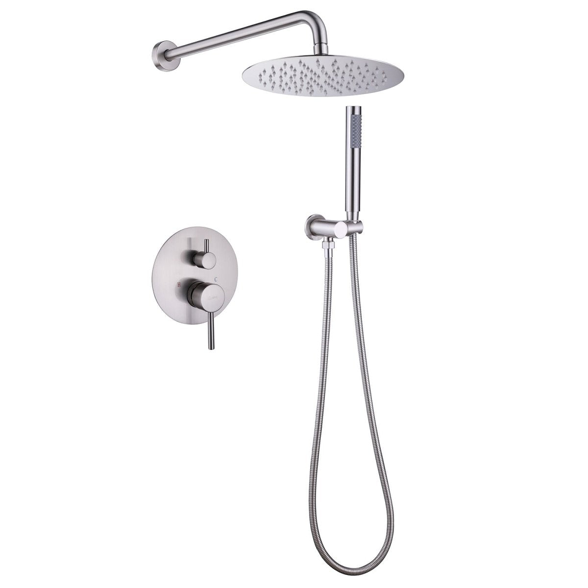 2-Spray Rain Shower Faucet and Hand Shower Combo Kit Nickel