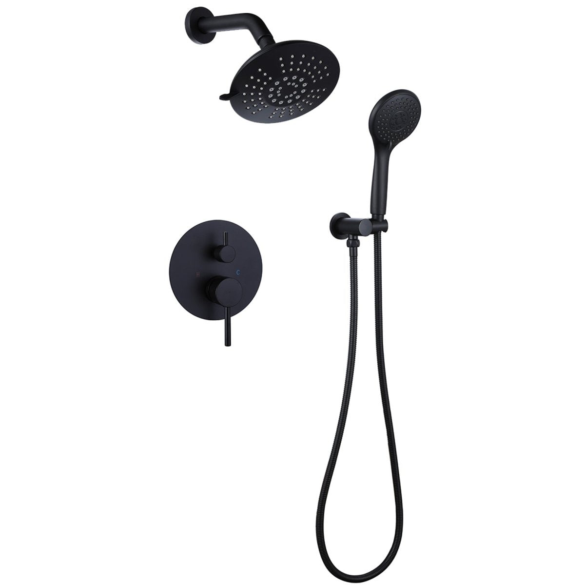 2-Spray Round High Pressure Shower Faucet Matte Black