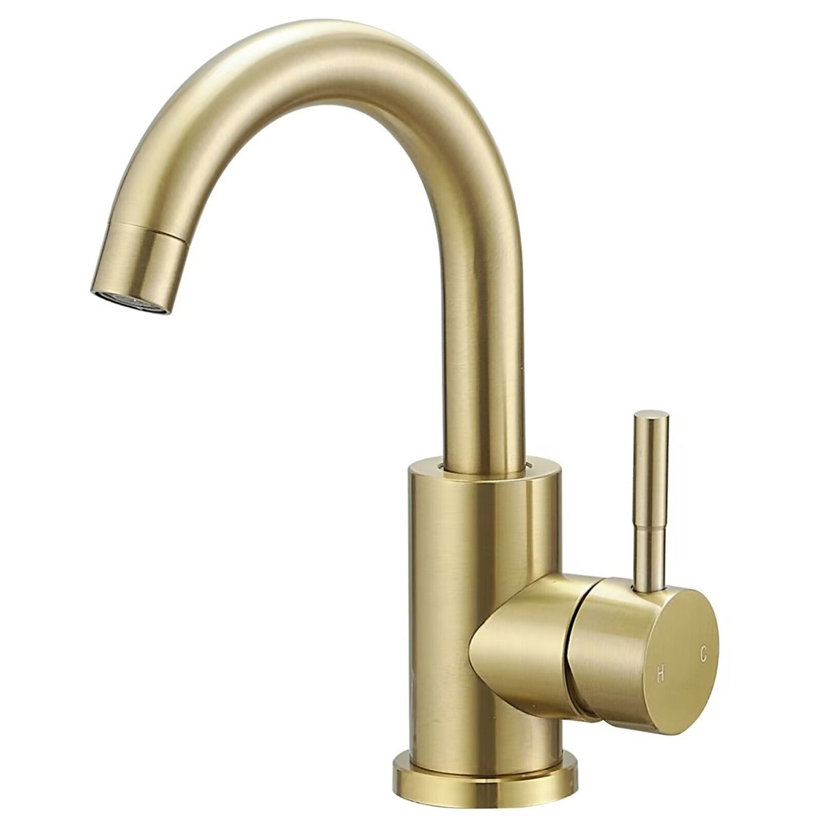 Single Hole Bathroom Faucet with Swivel Spout Brushed Gold