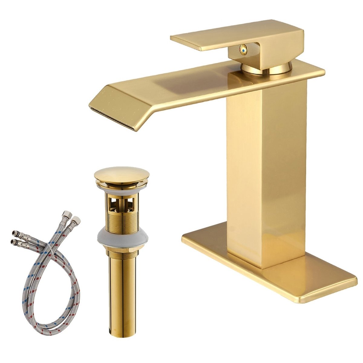 1 Hole 1 Handle Bathroom Faucet with Pop-up Drain Gold