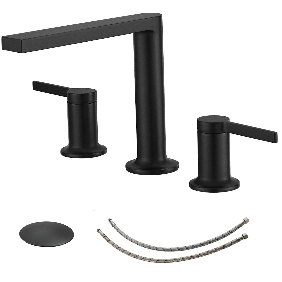 8" Double-Handle Bathroom Faucet with Pop-up Drain Black