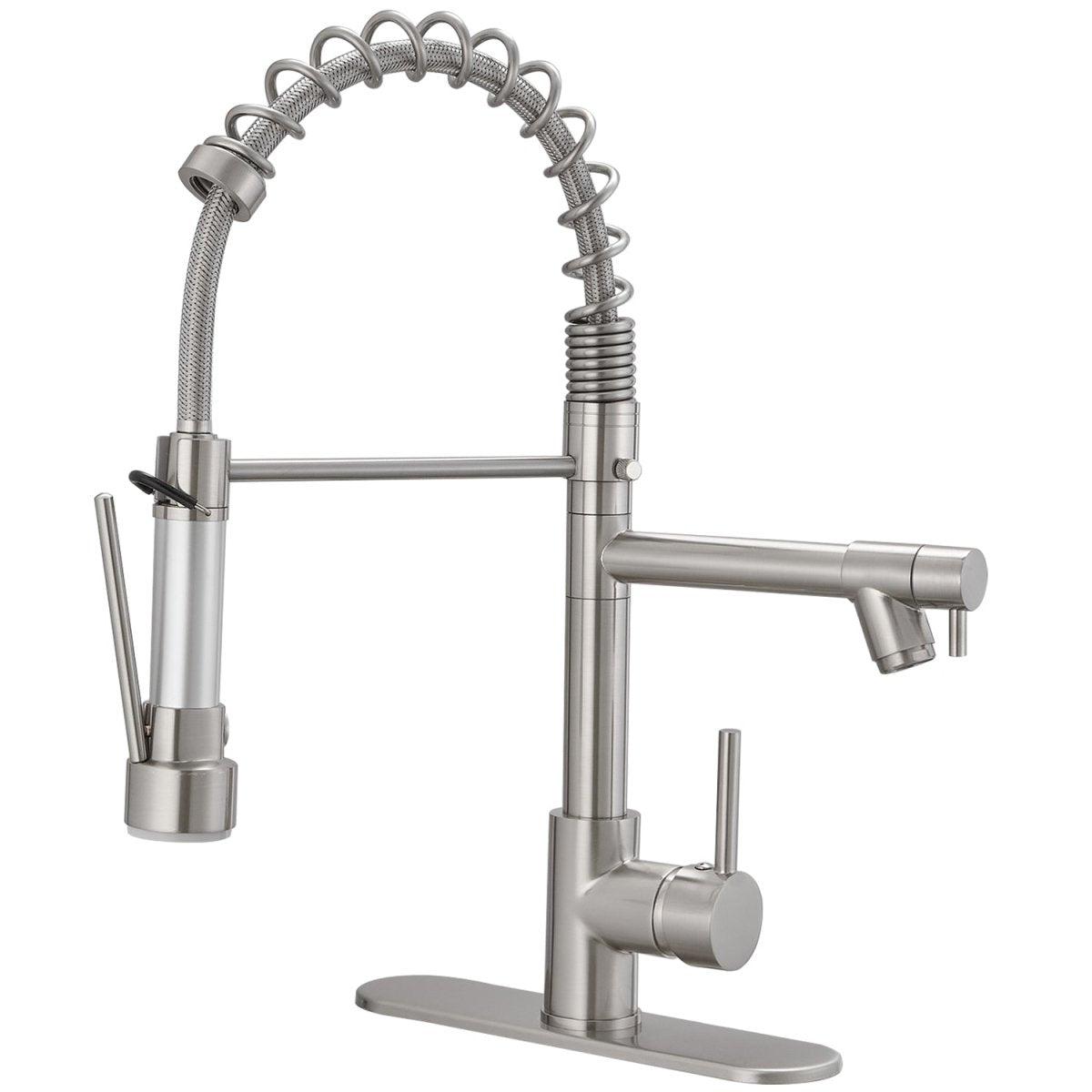 Single-Handle High Arc Kitchen Faucet with Deck Plate Nickel