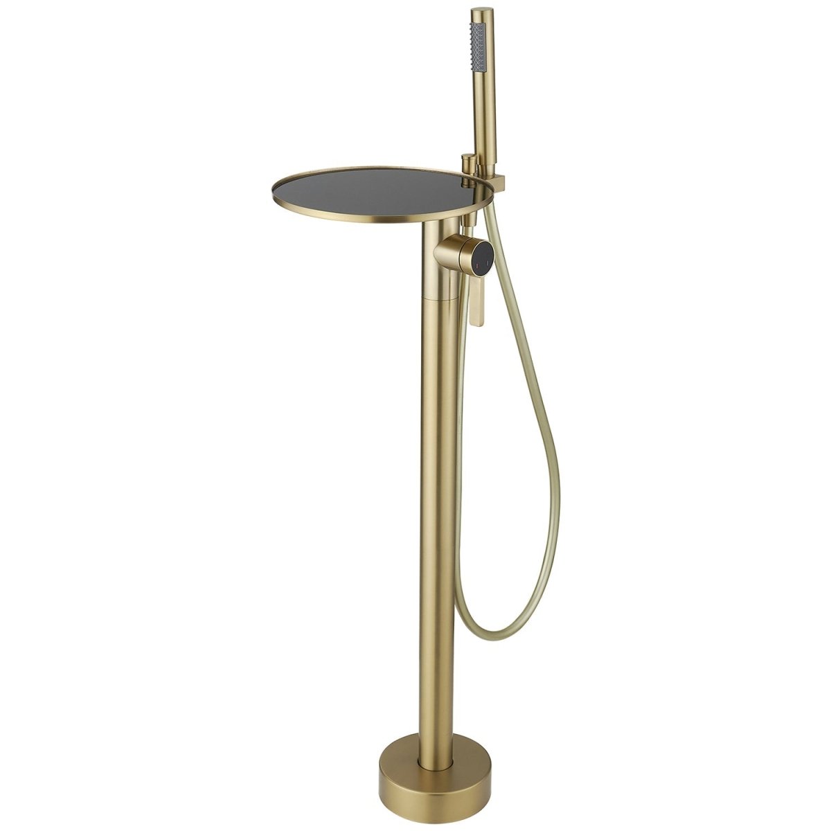 1-Handle Floor Mount Roman Tub Faucet Bathtub in Brsued Gold