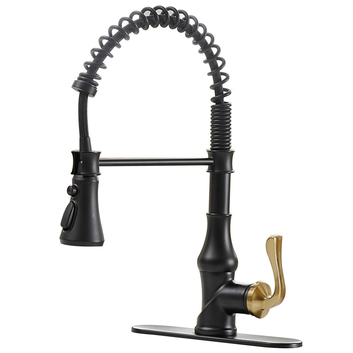 Single-Handle Pull-Down Sprayer Kitchen Faucet Black & Gold