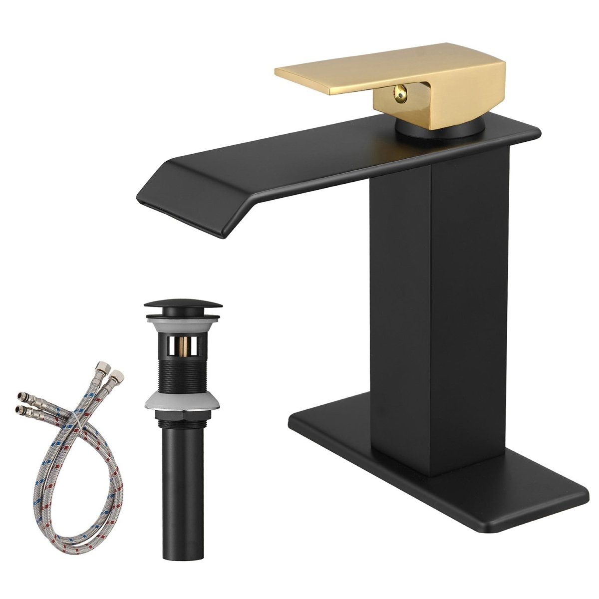 Single Hole Single-Handle Bathroom Faucet Matte Black & Gold