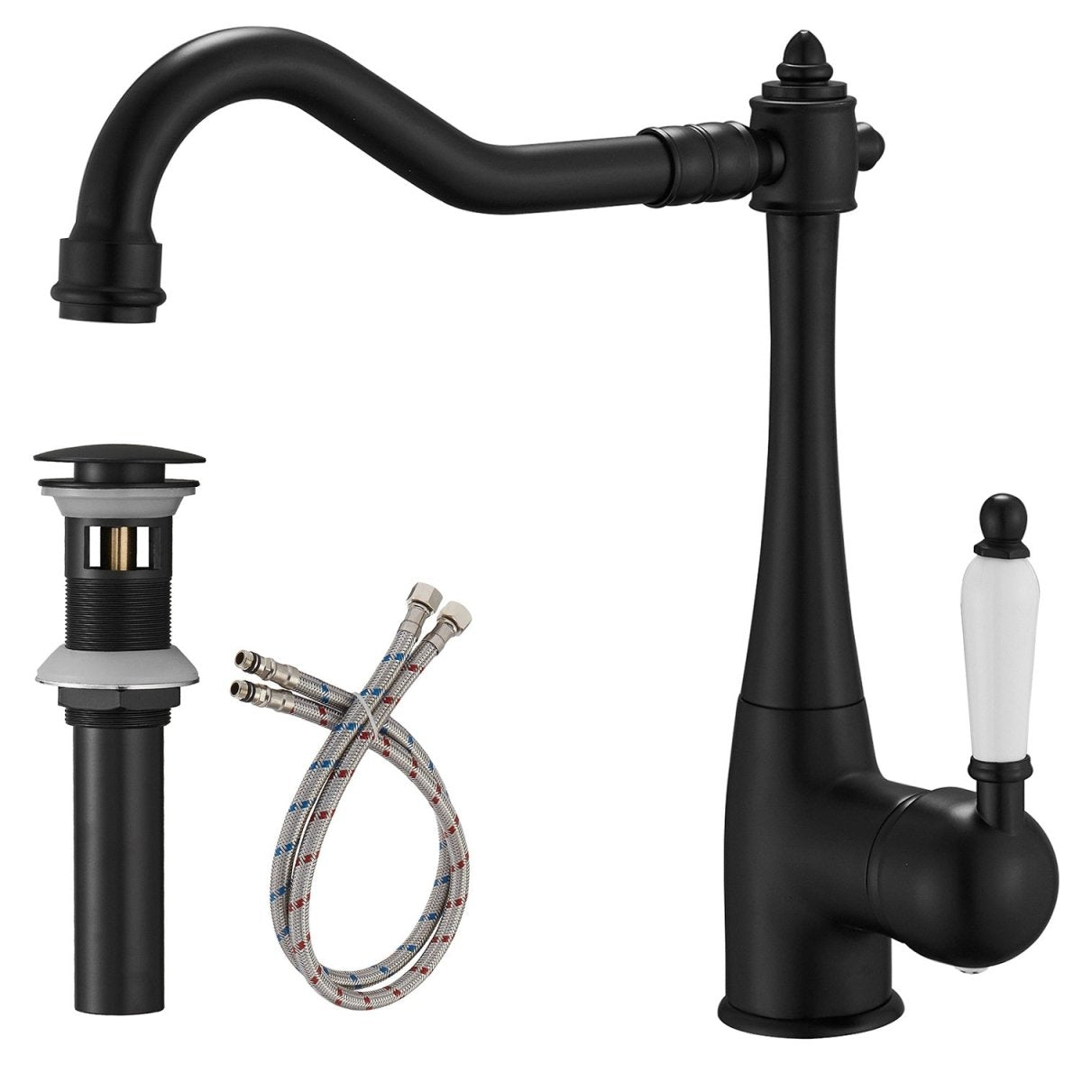 Classic Design Single-Handle Kitchen Faucet in Matte Black