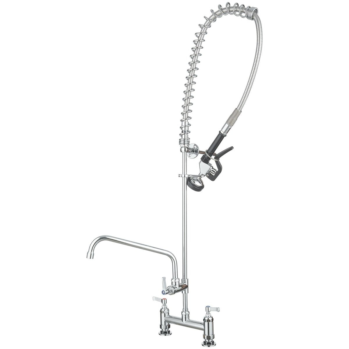 Pull Down 2-Handle Wall Mount Kitchen Faucet Polished Chrome