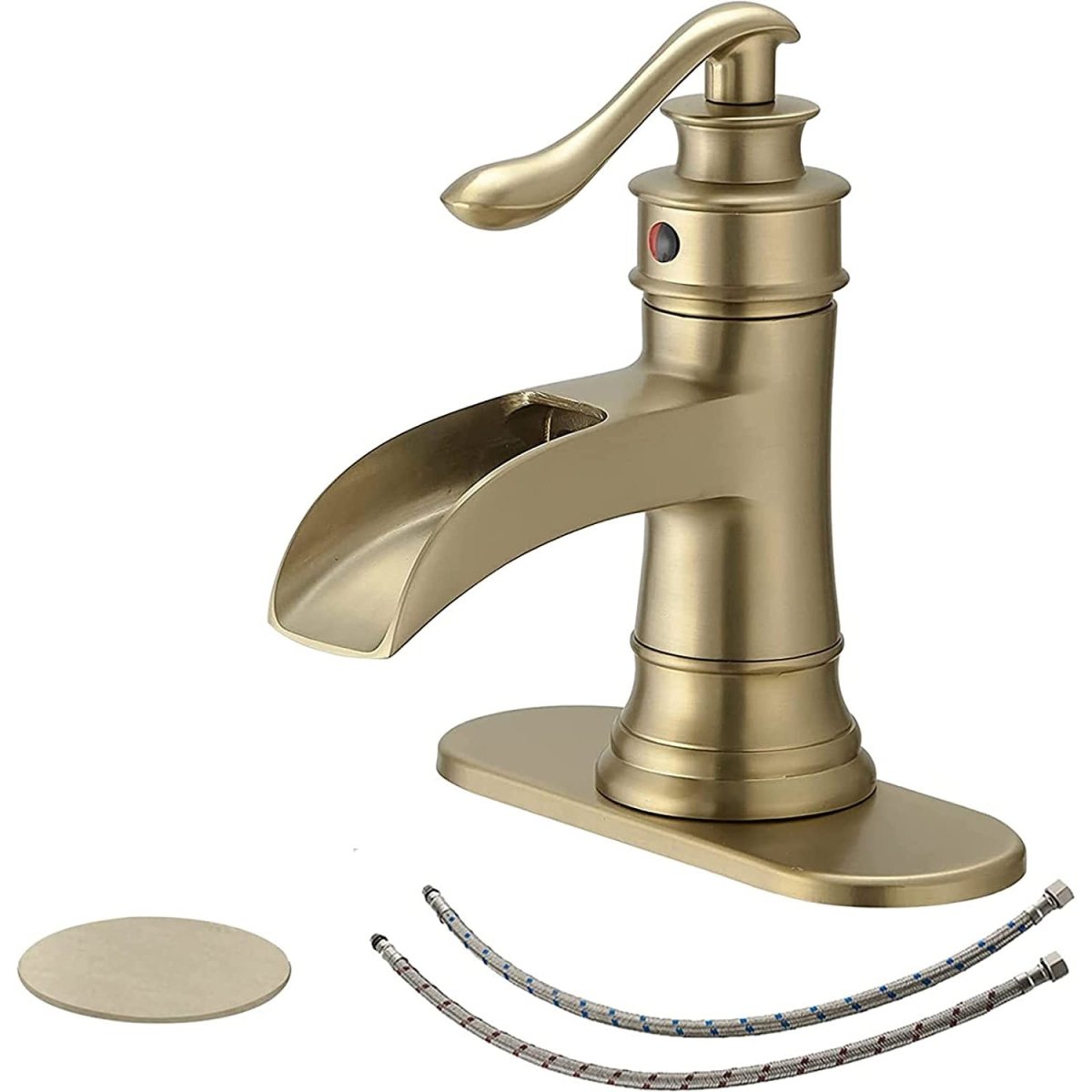 Waterfall Single-Handle Low-Arc Bathroom Faucet Brushed Gold