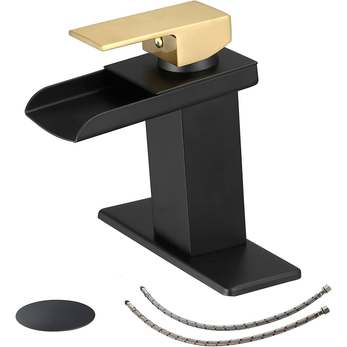 Single Handle Single Hole Bathroom Faucet Matte Black & Gold