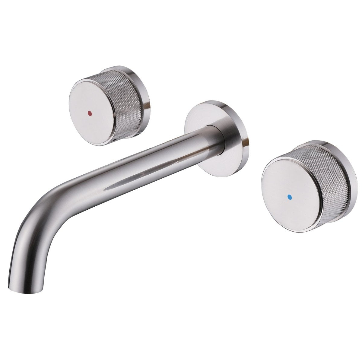 Wall Mounted Double Hole Two Handle Bathroom Tub Faucets Nickel