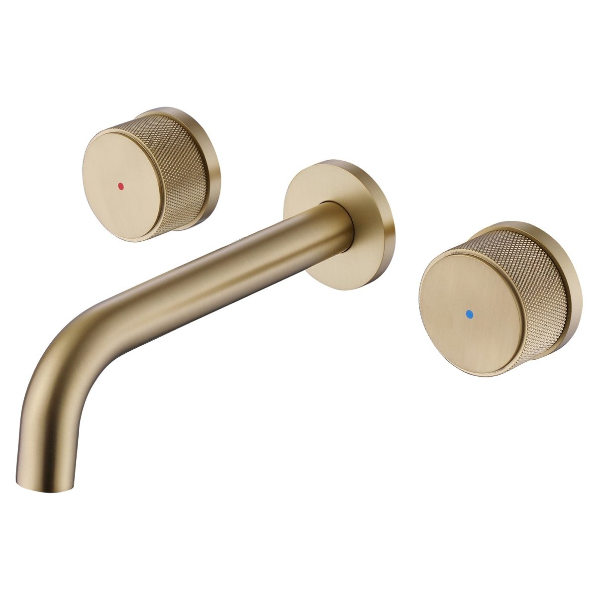 Wall Mounted Double Hole Two Handle Bathroom Faucet Gold