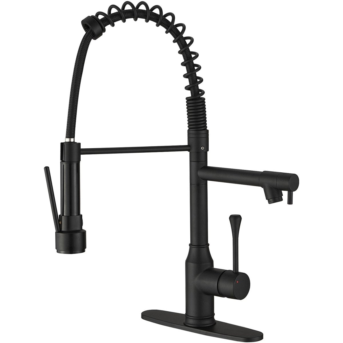 Single Handle Pull Down Kitchen Faucet with Two Spout Black